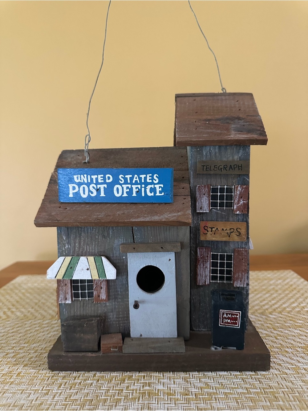 Rustic United States Post Office Wooden Birdhouse - Gray & Brown